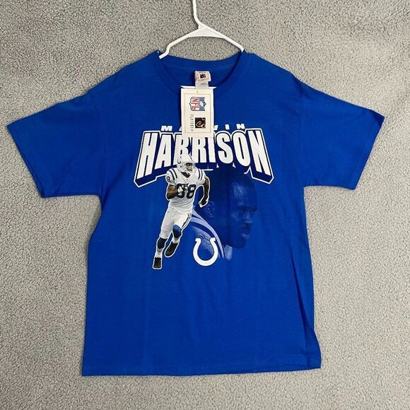 VTG Marvin Harrison Shirt Men L Blue Indianapolis Colts NFL Short Sleeve Tee NWT - Picture 1 of 10